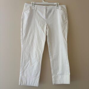 New York & Company White Stretch Cropped Pants Size 14 Cotton Blend